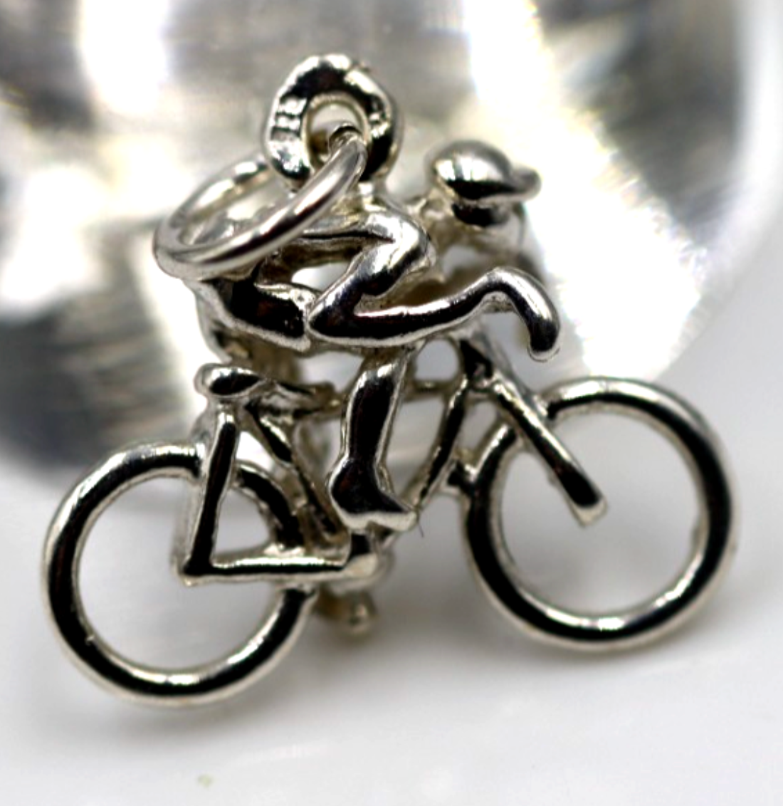 Genuine Sterling Silver 925 Cyclist Bicycle Road Racing Charm Pendant