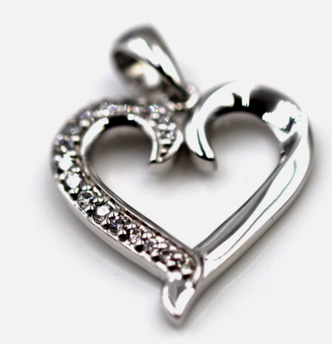 Kaedesigns New Genuine 9ct 9K 375 White Gold Open Heart Pendant