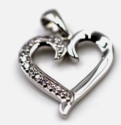 Kaedesigns New Genuine 9ct 9K 375 White Gold Open Heart Pendant