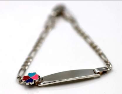 Sterling Silver 925 4 Leaf Clover Identity ID Bracelet 17cm long
