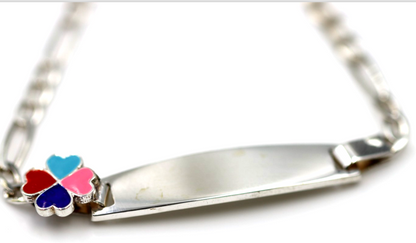 Sterling Silver 925 4 Leaf Clover Identity ID Bracelet 17cm long