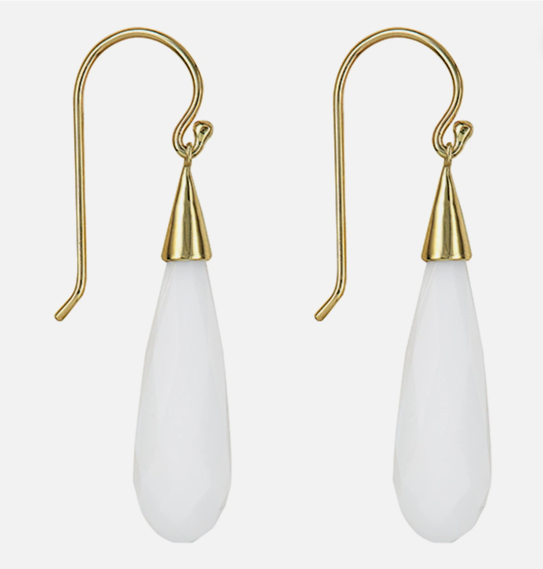 Genuine 9ct 9k 375 Briolette White Obsidian Drop Earwires Earrings