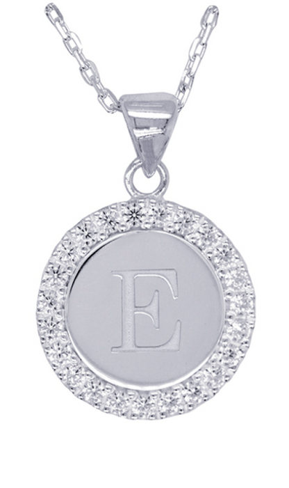 Sterling Silver 925 Cubic Zirconia Initial Pendant with 45cm Chain - Choose your initial