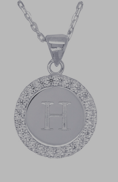 Sterling Silver 925 Cubic Zirconia Initial Pendant with 45cm Chain - Choose your initial