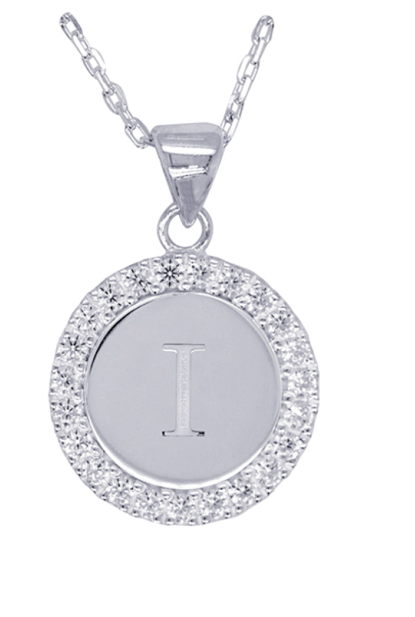 Sterling Silver 925 Cubic Zirconia Initial Pendant with 45cm Chain - Choose your initial