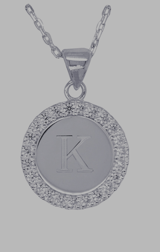 Sterling Silver 925 Cubic Zirconia Initial Pendant with 45cm Chain - Choose your initial