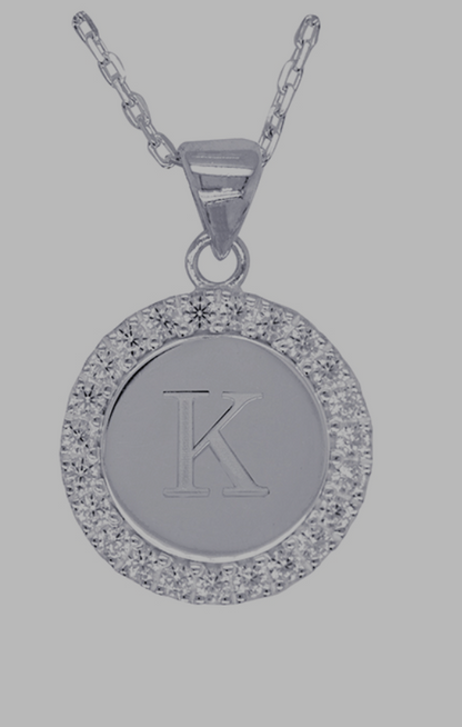 Sterling Silver 925 Cubic Zirconia Initial Pendant with 45cm Chain - Choose your initial