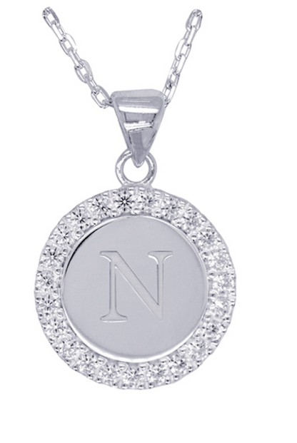 Sterling Silver 925 Cubic Zirconia Initial Pendant with 45cm Chain - Choose your initial