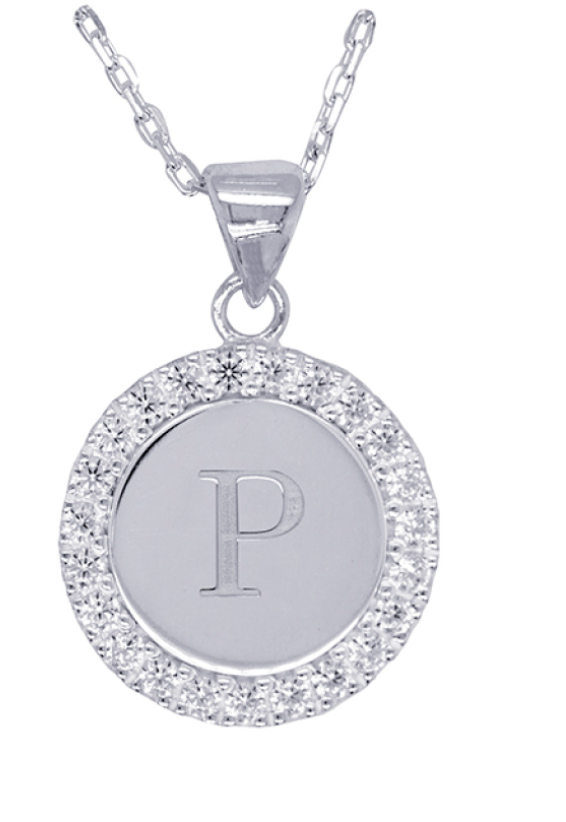 Sterling Silver 925 Cubic Zirconia Initial Pendant with 45cm Chain - Choose your initial