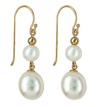 Genuine 9ct 9k 375 Yellow Gold Freshwater Cultured Pearl Baroque Pearl Earrings