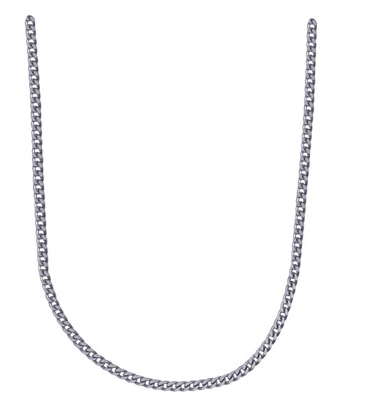 Genuine Platinum Diamond Cut Curb Chain Necklace 1.5mm wide