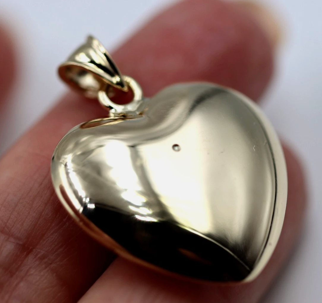 Kaedesigns 9ct Medium Bubble Yellow, Rose or White Gold Diamond Heart Pendant