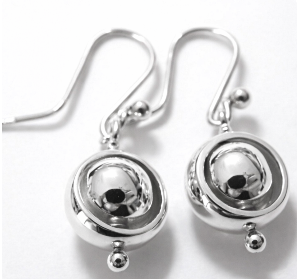 Kaedesigns, Genuine Sterling Silver 925 Spinning Belcher Ball Drop Earrings
