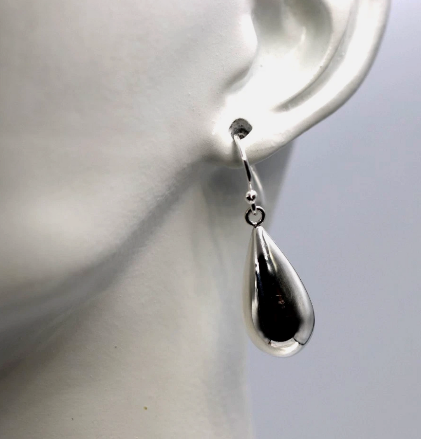 Genuine Sterling Silver 925 Teardrop Tear Drop Hook Plain Earrings