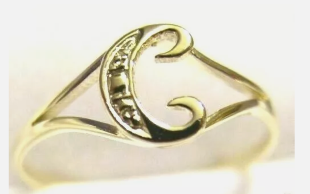 Kaedesigns 9ct 9K 375 Yellow gold initial C ring - Size Q