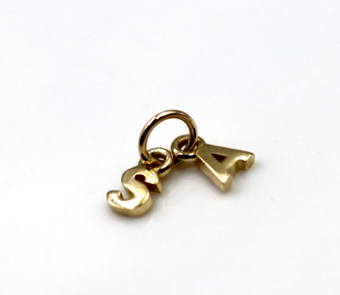 Genuine 9ct 9kt Genuine Tiny Small Yellow, Rose or White Gold Initial Pendant Charms A + S