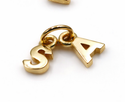 Genuine 9ct 9kt Genuine Tiny Small Yellow, Rose or White Gold Initial Pendant Charms A + S