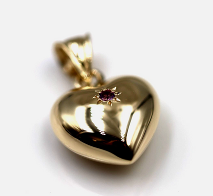 Kaedesigns, 9ct 9k 375 Small Bubble Rose Or Yellow Or White Gold Heart Pendant (set with Amethyst)