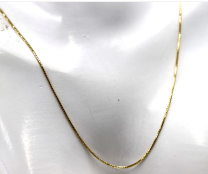 Genuine 18ct 18k 750 Yellow Gold Fine Box Chain Necklace 45cm 2.26g
