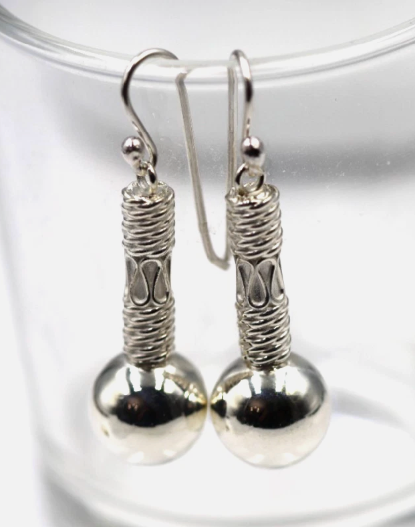 Sterling Silver 925 12mm Handmade Heavy Hook Ball Earrings 12.8g