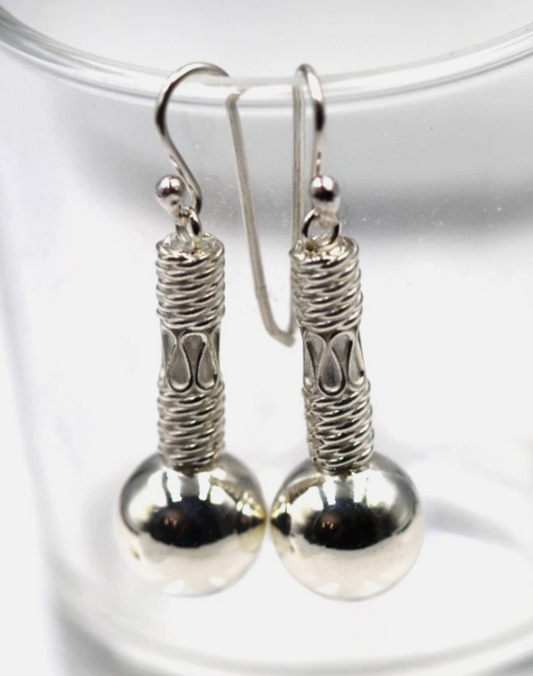 Sterling Silver 925 12mm Handmade Heavy Hook Ball Earrings 12.8g