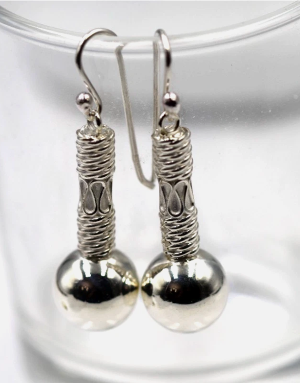 Sterling Silver 925 12mm Handmade Heavy Hook Ball Earrings 12.8g