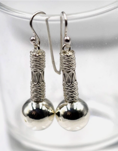 Sterling Silver 925 12mm Handmade Heavy Hook Ball Earrings 12.8g