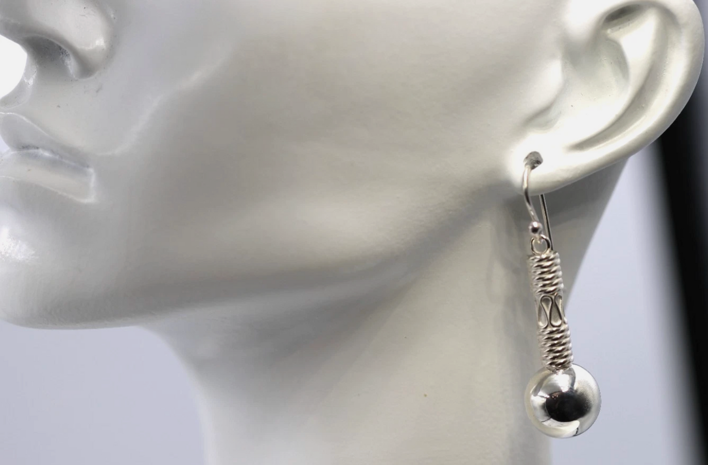 Sterling Silver 925 12mm Handmade Heavy Hook Ball Earrings 12.8g
