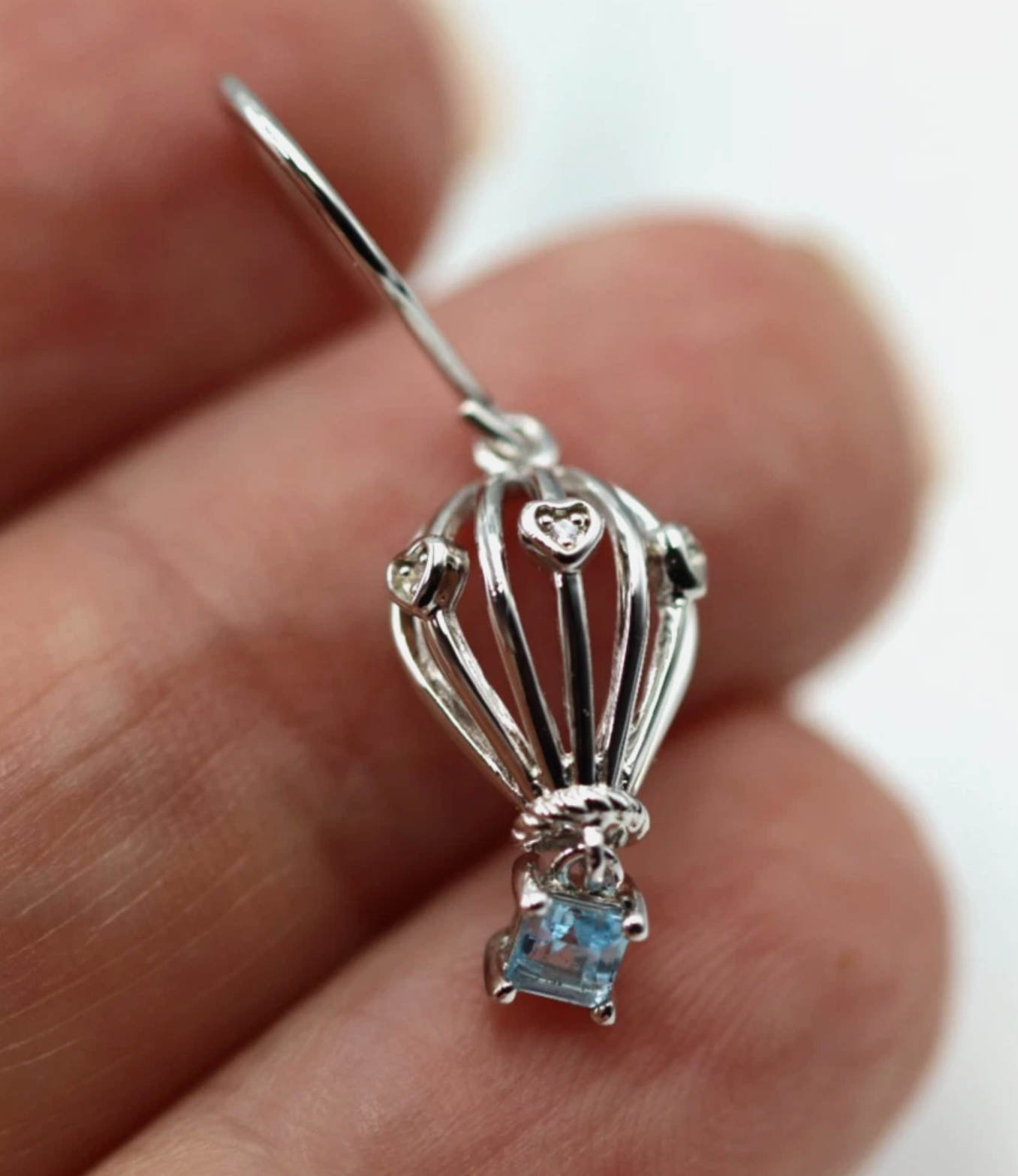 Sterling Silver 925 Topaz + Diamond Set Hot Air Balloon Earrings