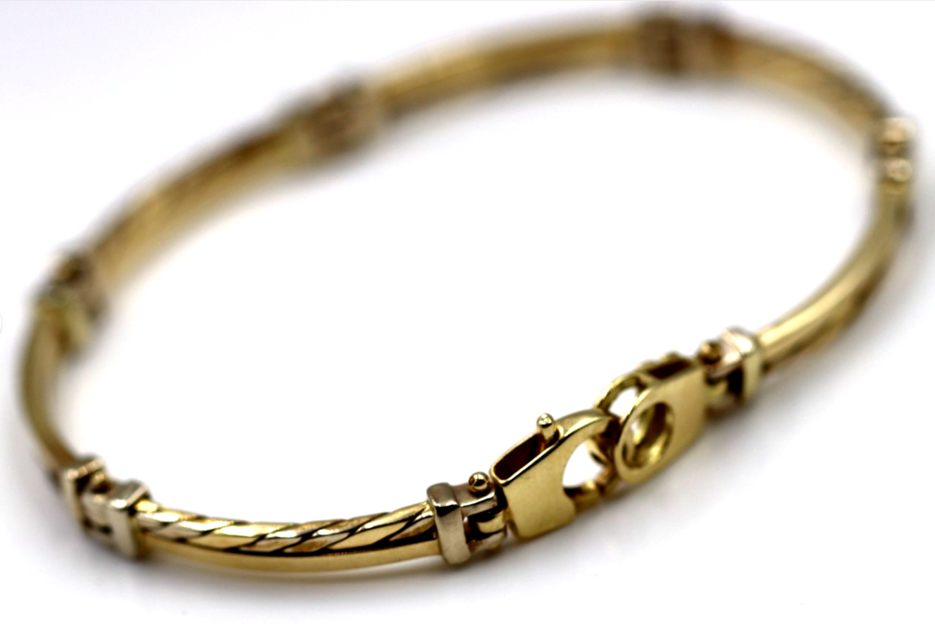 Genuine 14ct 14k 585 Yellow & White Gold 20cm Bracelet 17.32grams