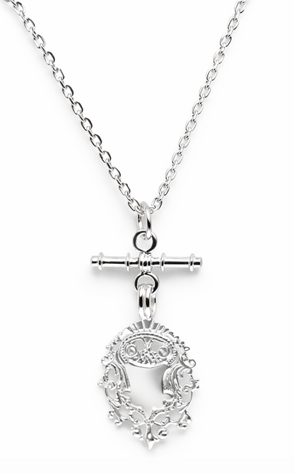 Genuine Sterling Silver 925 Shield & T Bar Pendant & 55cm Cable Necklace