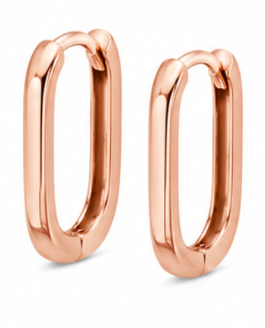 Handmade Genuine 9ct 9K 375 Yellow, Rose or White Gold Paper Clip Huggie 8mm or 10mm Long Earrings
