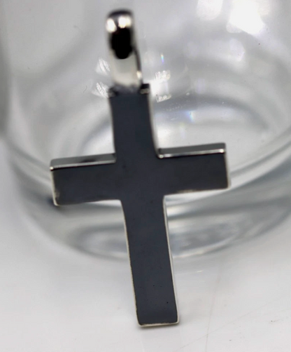 Genuine Large Heavy Oxidised Sterling Silver 925 Cross Pendant