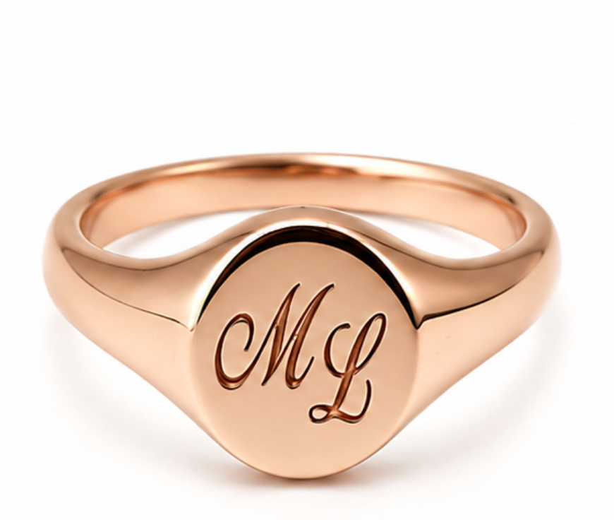 Genuine Solid 9ct 9K 375 Yellow Gold Oval Signet Ring 9mm x 7mm + Engraving of 2 initials - Choose your size