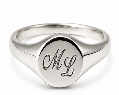 Genuine Solid 9ct 9K 375 Yellow Gold Oval Signet Ring 9mm x 7mm + Engraving of 2 initials - Choose your size
