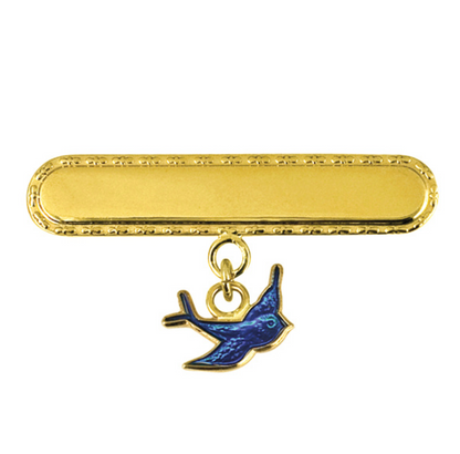 Sterling Silver 925 Enamel Bluebird ID Name Baby Brooch, Free Laser Engraving