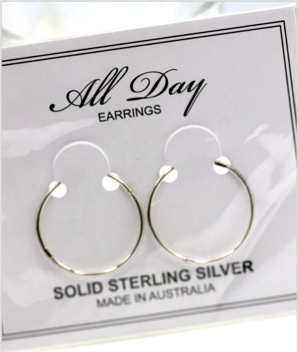 Sterling Silver or Sterling Silver Hard Gold Plated Sleepers Hinged Earrings Plain 25mm