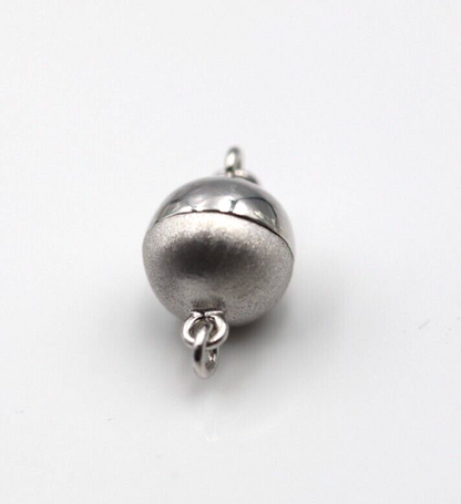 Sterling Silver Half Matt Half Polished Magnetic Ball 9mm or 10mm Pearl Clasp