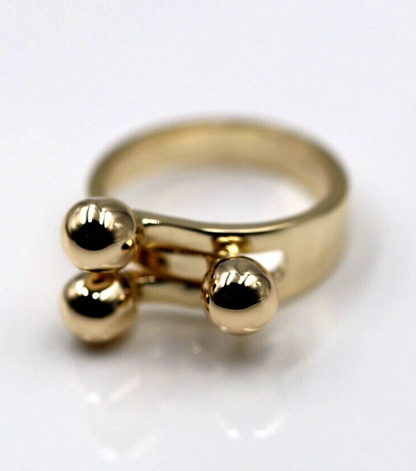 Genuine 9ct Yellow Gold 375 Triple 3 Ball Ring