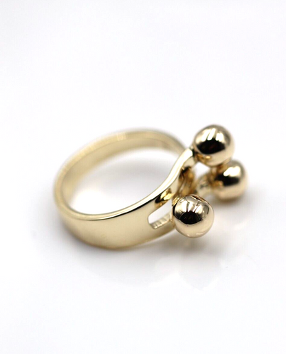 Genuine 9ct Yellow Gold 375 Triple 3 Ball Ring