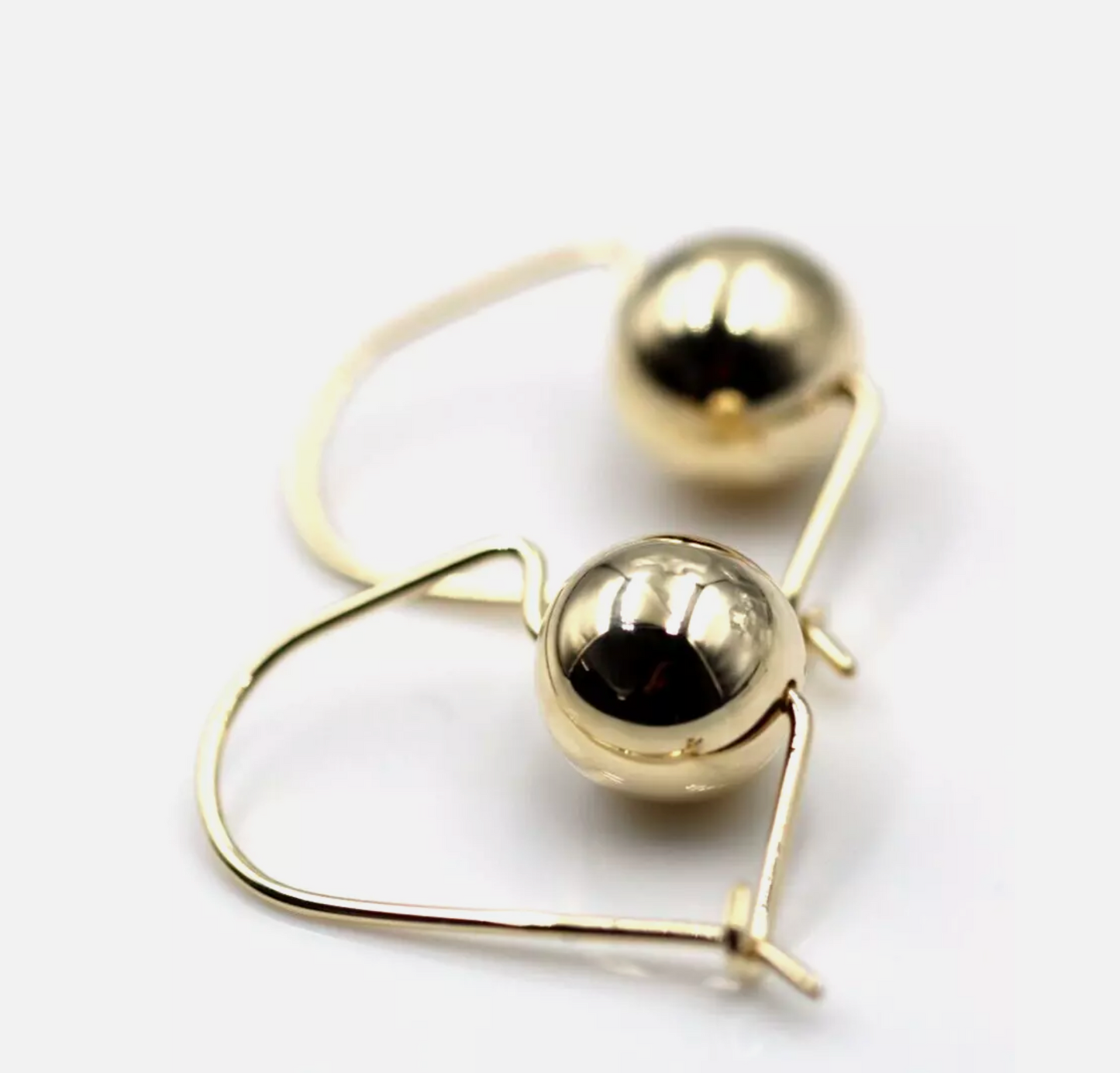 Genuine 9ct Yellow, Rose or White Gold 10mm Euro Ball Plain Drop Large Earrings 1mm size hook