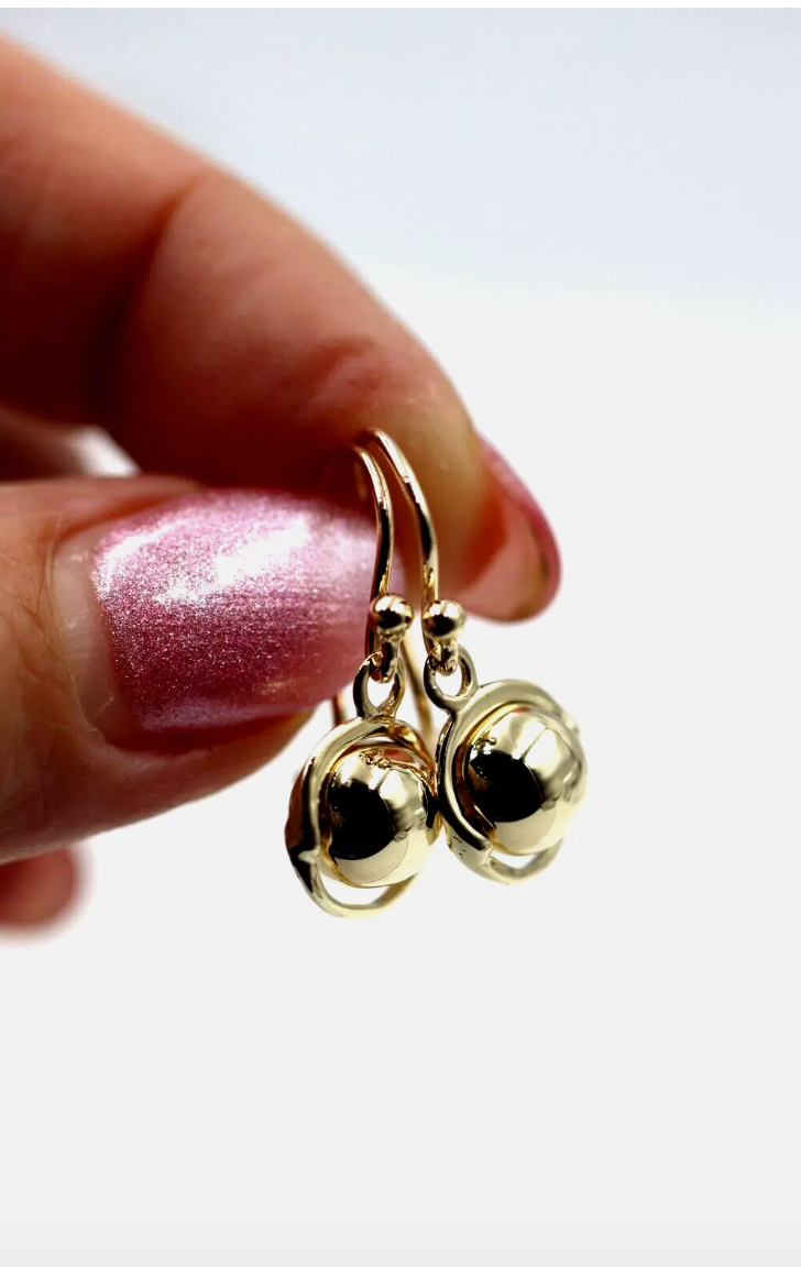 Kaedesigns New Genuine 9ct 9kt Yellow, Rose or White Gold Spinning Ball Drop Earrings