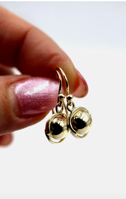 Kaedesigns New Genuine 9ct 9kt Yellow, Rose or White Gold Spinning Ball Drop Earrings