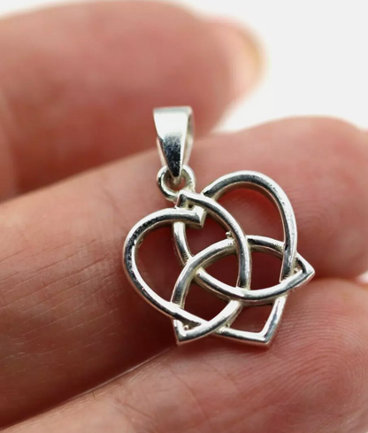 Genuine Sterling Silver 925 Triquetra Celtic Knot Heart Pendant