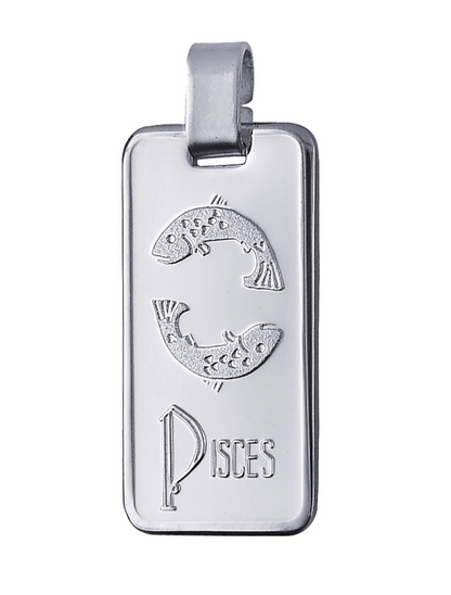 Genuine Large Fine Silver 4GZ Rectangle Zodiac Pendant - All star signs available