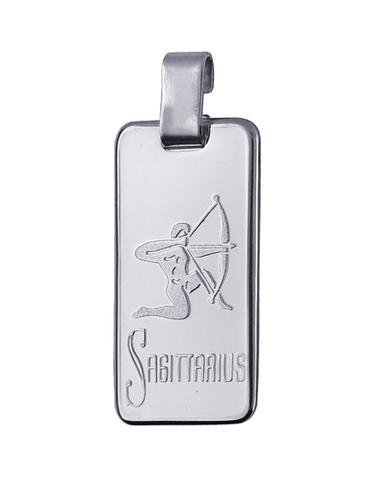 Genuine Large Fine Silver 4GZ Rectangle Zodiac Pendant - All star signs available