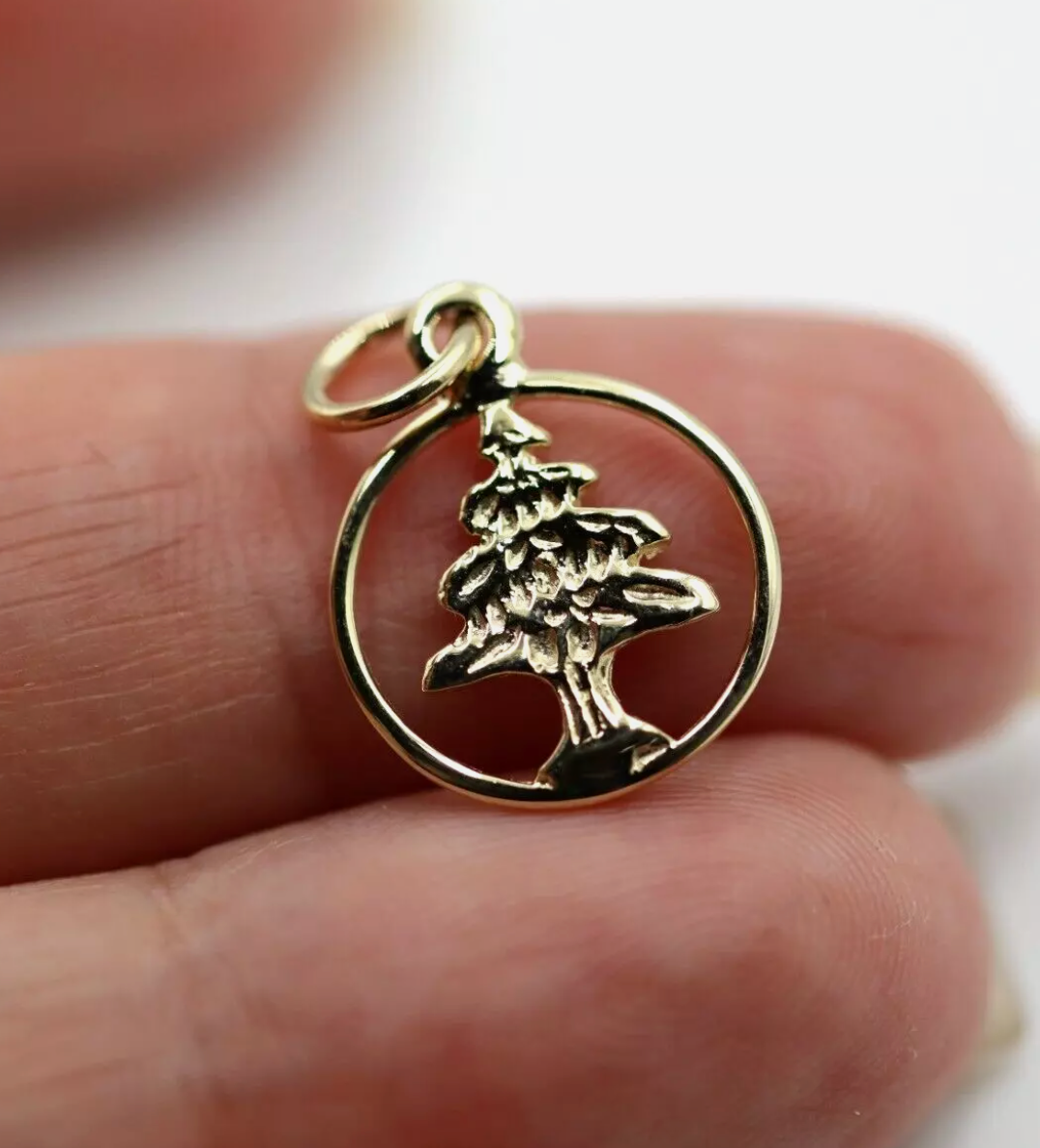 Genuine 9ct Yellow, Rose or White Gold 375 Small Cedar Tree of Lebanon Pendant / Charm