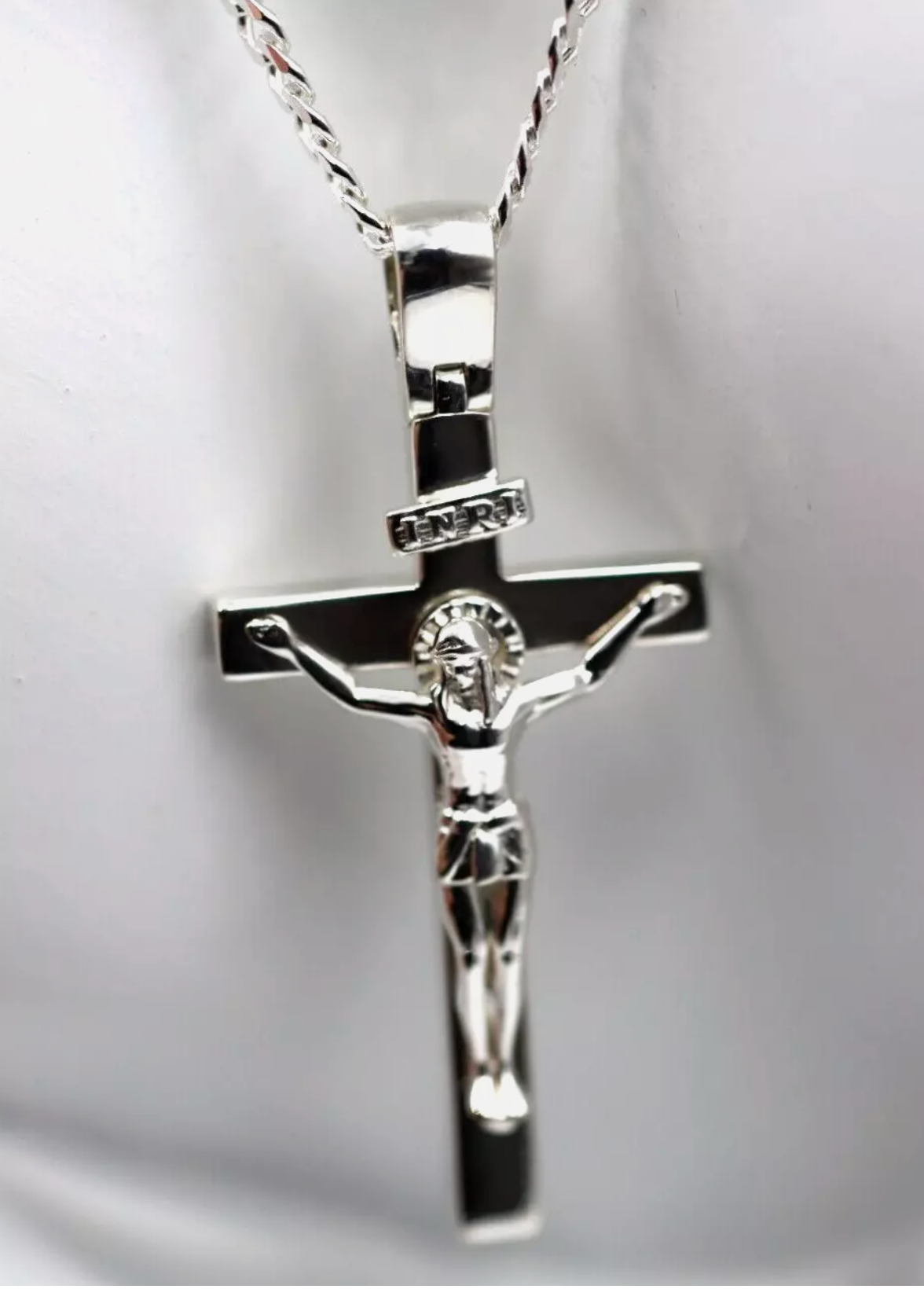 Sterling Silver 925 Full Solid Heavy Crucifix Cross Pendant Kerb Necklace Chain