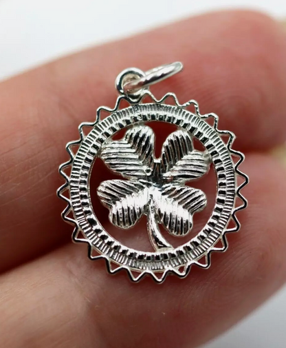 Genuine Sterling Silver 925 Four Leaf Clover Pendant