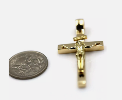 Genuine 18ct 750 Yellow, Rose or White Gold Full Solid Medium/Large Crucifix Cross Pendant